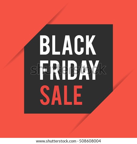 Black Friday. Sale Concept of Discount background with black square card on red cut background. Vector illustration for web design banner, poster or print card