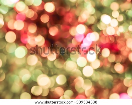 green and red Christmas bokeh light background.