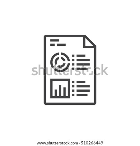 Business report symbol. Statistics And Analytics File line icon, outline vector sign, linear pictogram isolated on white. logo illustration