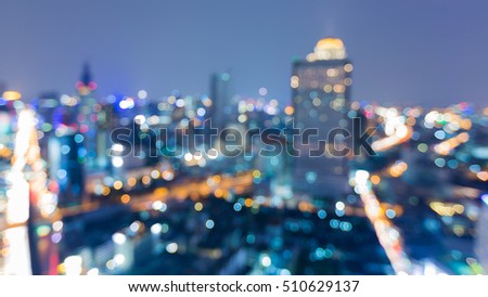 Blurred light night view city downtown abstract background