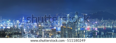 Panorama of Victoria Harbor of Hong Kong