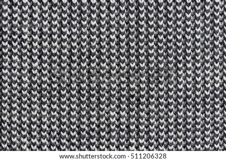 Black and white knitted wool background or texture