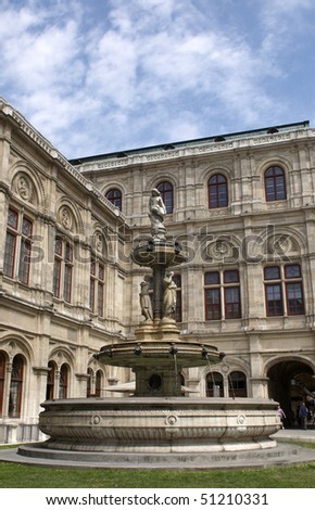 The fountain at the right side Vienna State Opera.