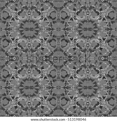 Ethnic seamless pattern. Tribal art boho print, abstract vintage ornament. Background texture, decoration. Grey tie dye batik fabric for background and texture.