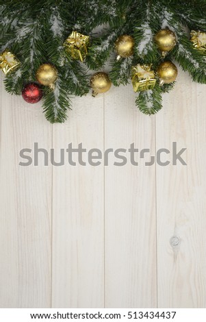 Christmas greeting postcard, on white and green colors