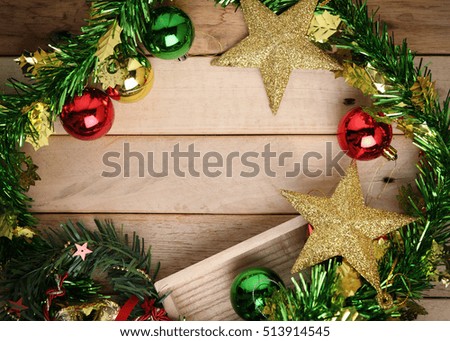 Christmas decoration on wooden background,with copy space.