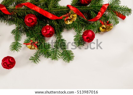 Christmas white wooden background top view