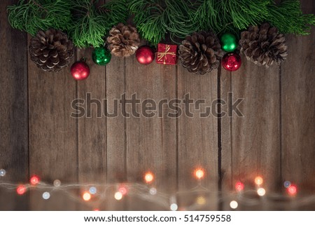 Christmas background on a wooden wall