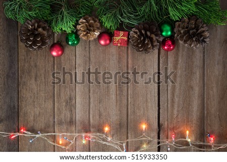 Christmas background on a wooden wall