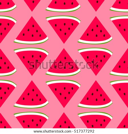 Cute watermelon seamless pattern with pink background.