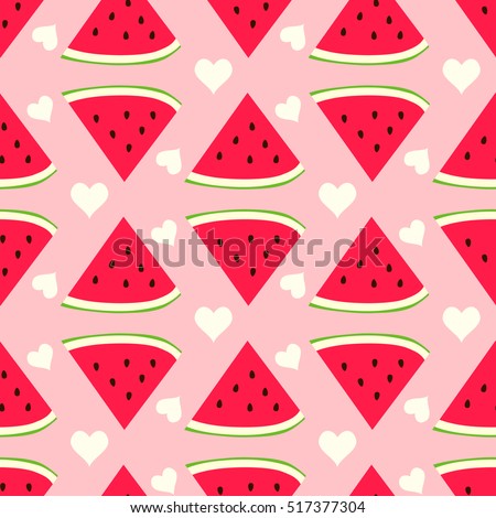 Cute watermelon seamless pattern with heart