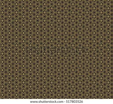 Gold cubes on black. Optical illusion. Vector illustration. For the interior design, wallpaper, business