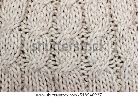 Handmade natural white knitting wool texture background