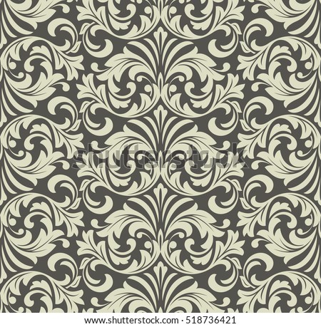 Wallpaper in the style of Baroque. A seamless background. Floral ornament.