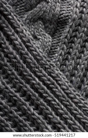 Handmade grey knitting wool texture background

