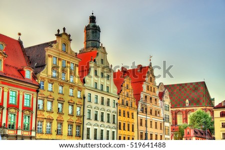 Colorful Houses on the Market square in Wroclaw - Poland