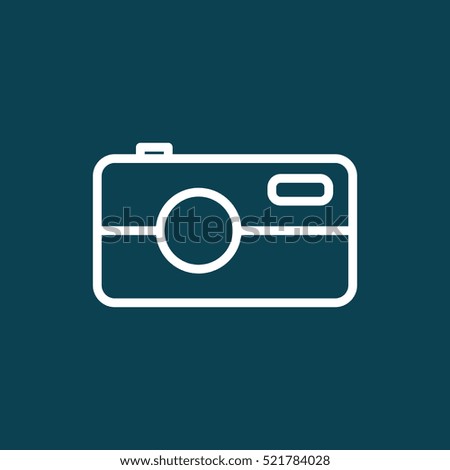 thin line camera icon on blue background