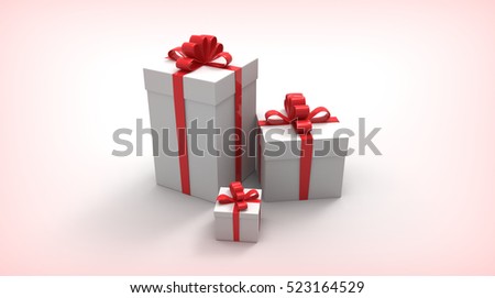 Gift boxes, with ribbon like. Present. 3D rendering.