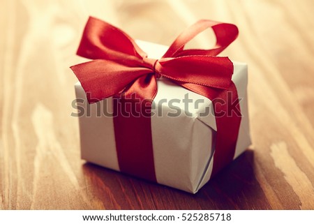 gift box on the wooden background