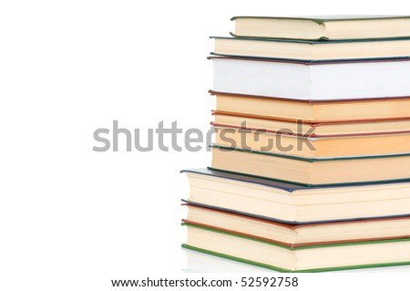 Book heap isolated on white background
