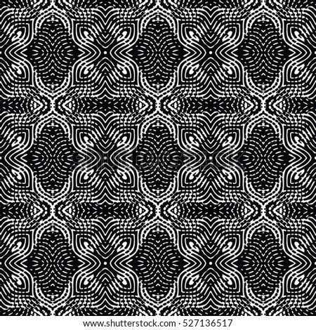 Seamless abstract monochrome engraving pattern. Texture for certificate or diploma, currency and money design. Single-leaf woodcut, xylography, printmaking. Vector Illustration