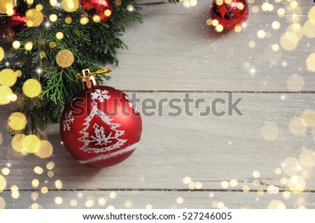 Christmas background on the white wooden desk
