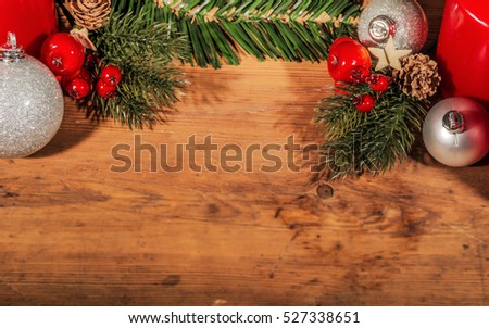 Christmas background on wooden board