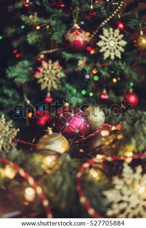 New Year Christmas balls and garland