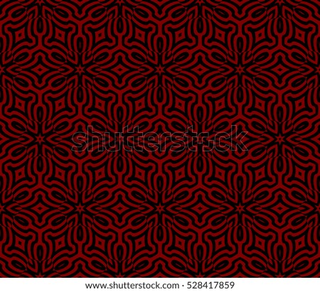 red and black color floral on sacred geometry pattern. vector illustration. for design invitation, wallpaper, fabric. seamless ornament