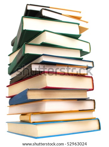 textbook pile isolate white