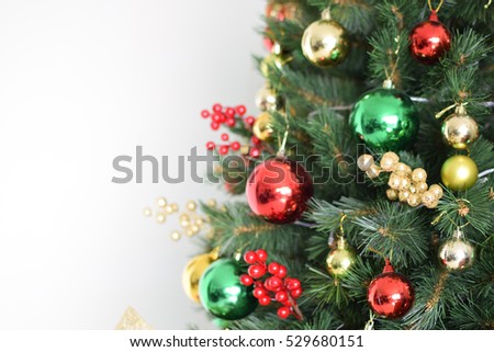 Christmas tree and light gray background