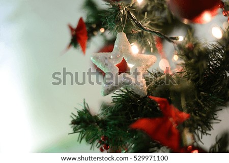 New Year's decorations on Christmas tree