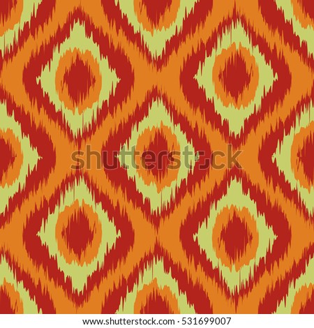 orange Wild green and red Ikat Seamless Background Pattern art