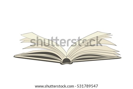 drawing an open book on white background