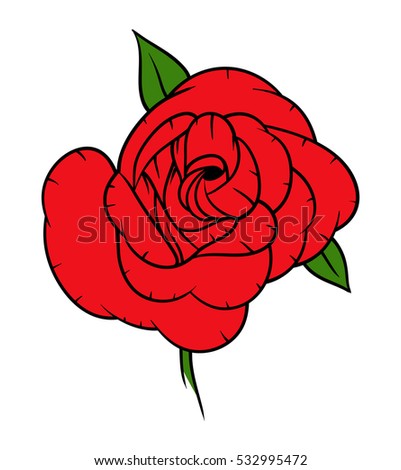 Flowers roses, red buds and green leaves. Isolated on white background. Vector illustration.