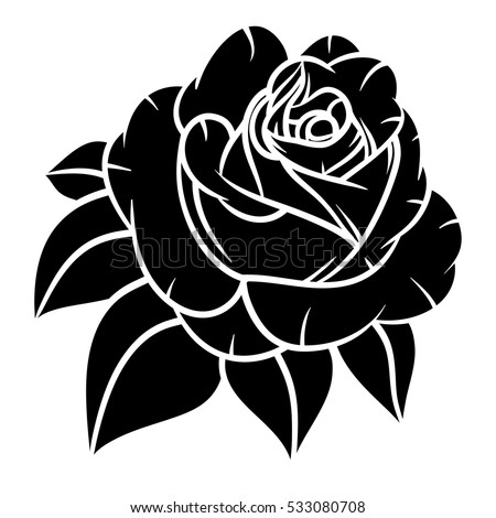 Flowers roses, black and white. Isolated on white background. Vector illustration.