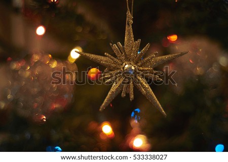 Blurred background, Christmas tree decoration, objects, details and colors