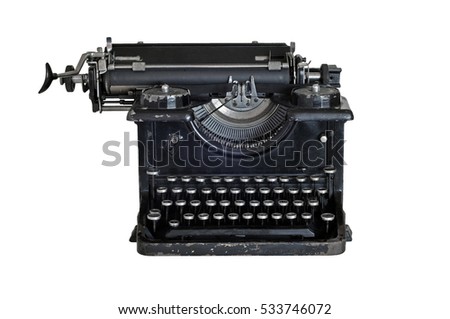 Old vintage typewriter, isolated on white background