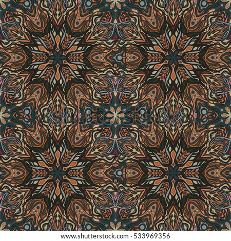 Ornate floral seamless texture, endless pattern with vintage mandala elements. Can be used for wallpaper, pattern fills, web page background, surface textures.Islam, Arabic, Indian, ottoman motifs.