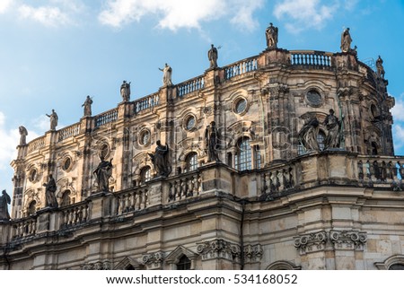 Detail of the baroque Hofkirche in Dresden, Germany