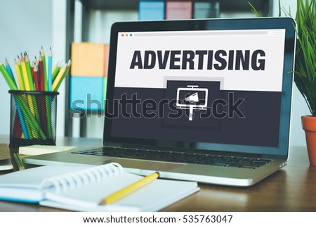 Advertising Icon Concept on Laptop Screen