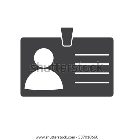 Identification card icon on white background, Identification card symbol.