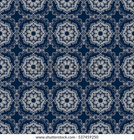 Seamless floral and geometric ornament on background. Wallpaper pattern