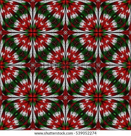 Beautiful seamless flower pattern in stained-glass window style. You can use it for invitations, notebook covers, phone cases, postcards, cards, wallpapers and so on. Artwork for creative design.