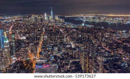 New York City Manhattan aerial panorama cityscape skyline. 