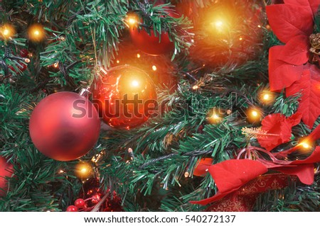 Christmas background with festive decoration and text - Merry Christmas