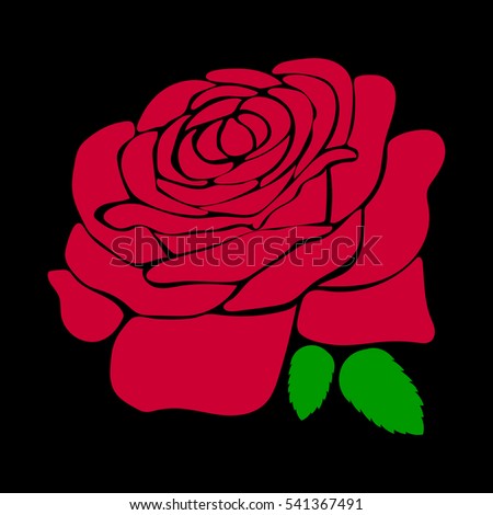 silhouette of a rose  on a black background