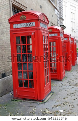 The iconic red telephone box in Covent Garden of London, England