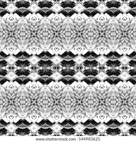 Melting endless black and white kaleidoscopic pattern for design, textile and background