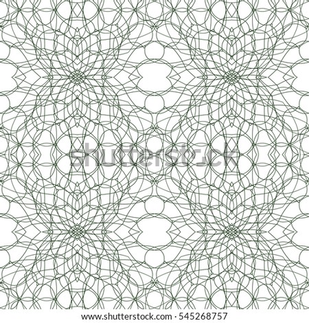 Seamless abstract guilloche ornament on white background. Elegant pattern illustration for invitations, banknotes, diplomas, certificates, tickets and other papers security or wrapping design 